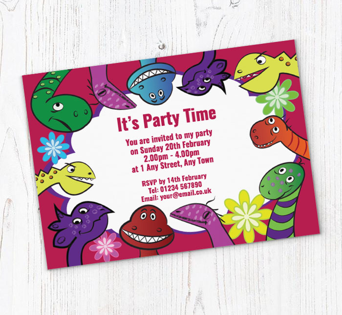 happy snakes party invitations