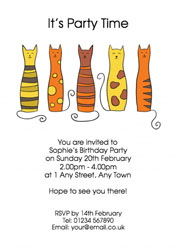 five cats party invitations