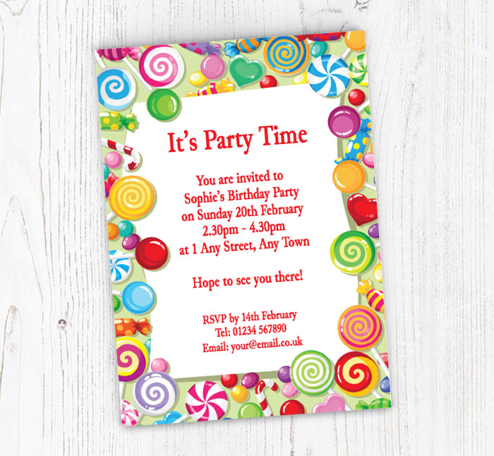 candy border party invitations