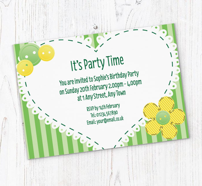 white heart party invitations