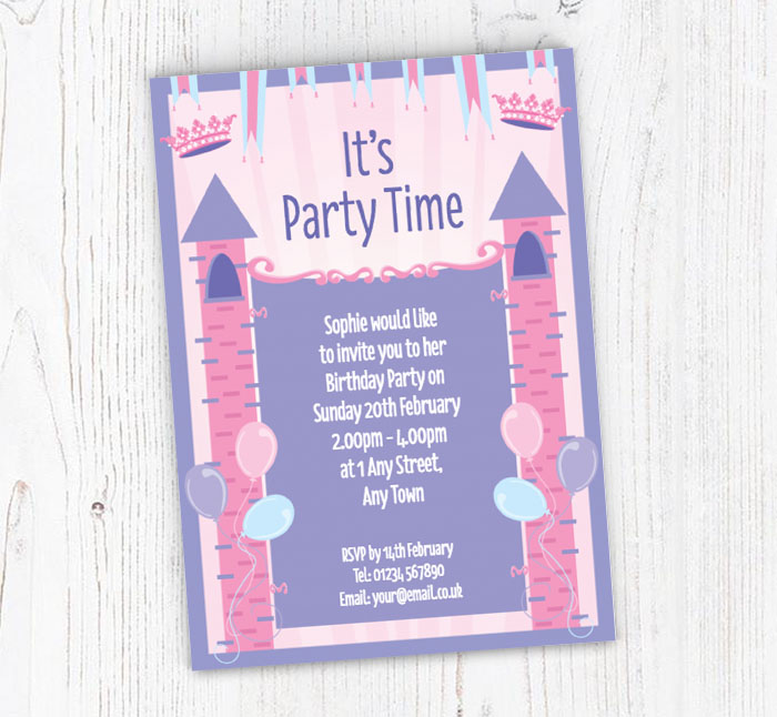 fairytale castle party invitations