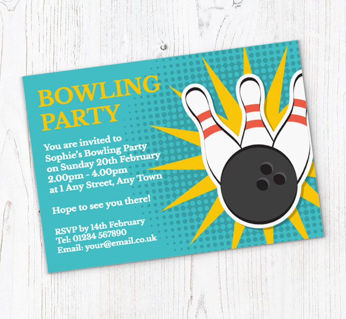 bowling strike party invitations