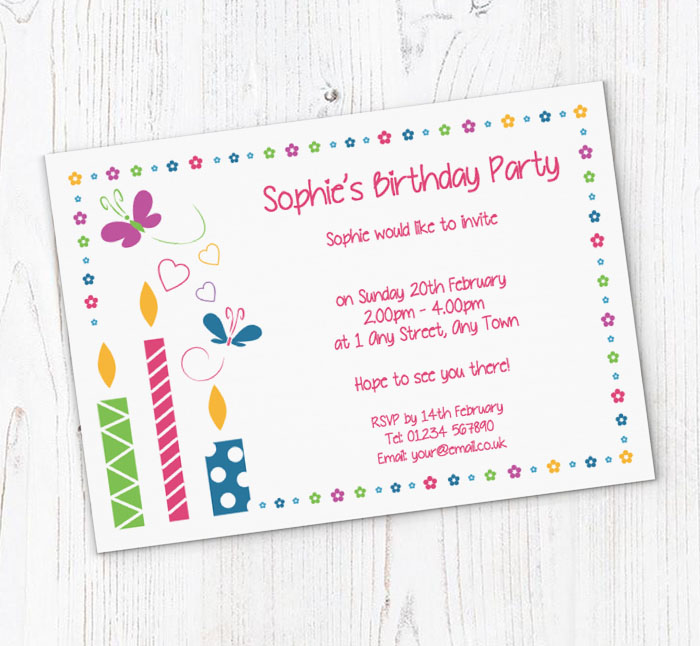 butterfly candles party invitations