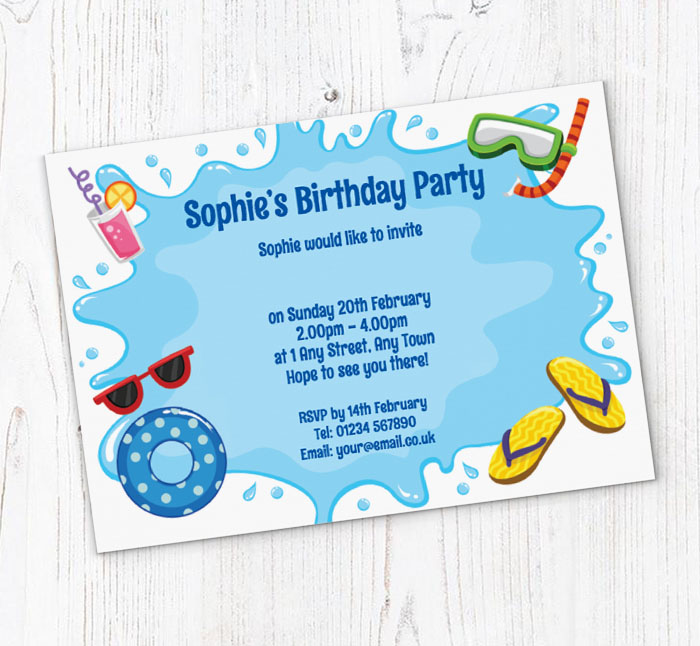 swimming splash invitations