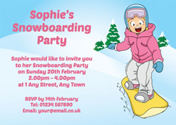 girls snowboarding invitations