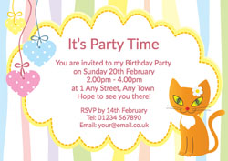 kitten and hearts invitations