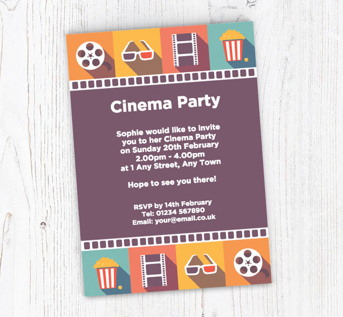 cinema icons party invitations