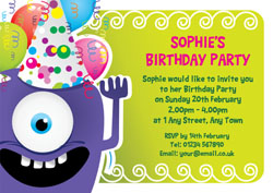 purple monster invitations