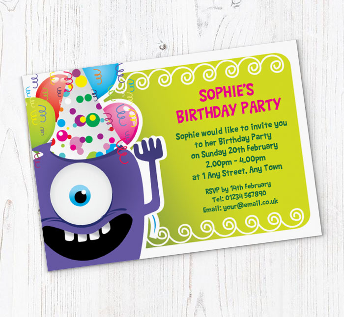 purple monster invitations