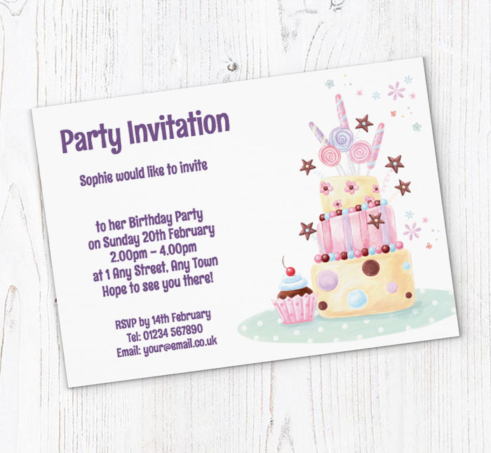 sweet birthday cake invitations