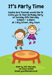 children on trampoline invitations