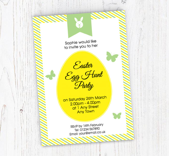 yellow easter egg invitations