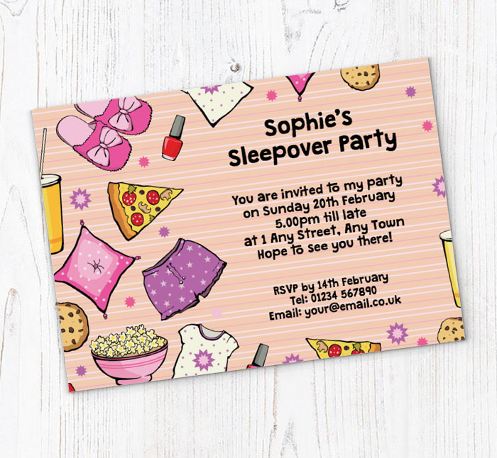 pink sleepover invitations
