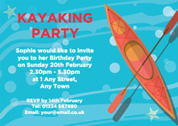 red kayak and paddle invitations