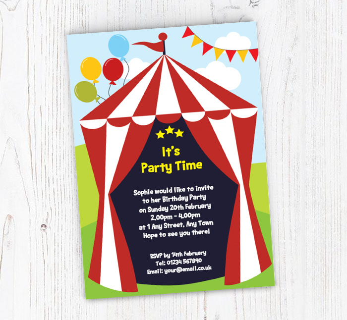 circus party invitations