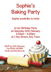 rolling pin and cupcake invitations