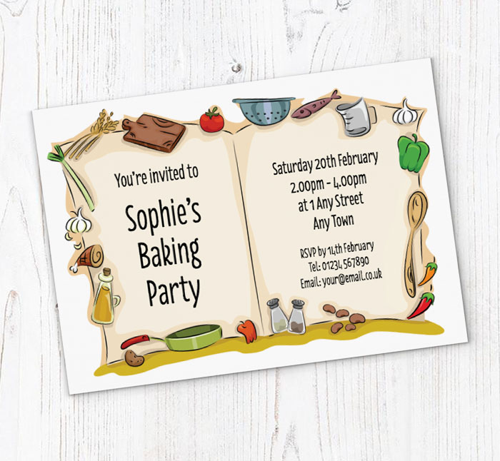 recipe book party invitations