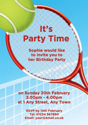 tennis racket and ball invitations