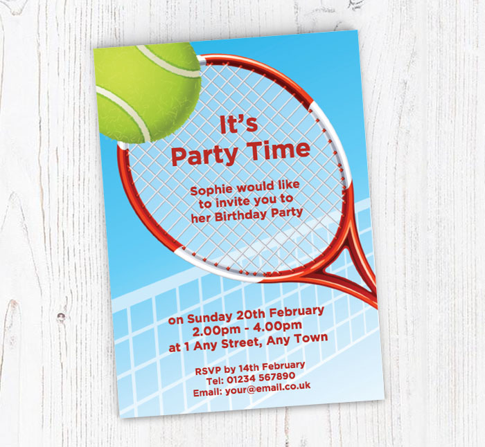 tennis racket and ball invitations