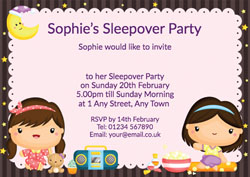 sleepover girls party invitations