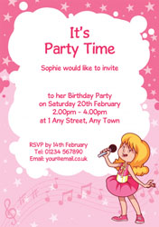 girl singing party invitations