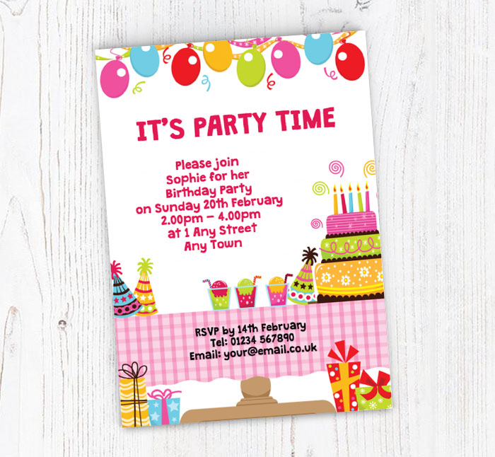 birthday party table invitations