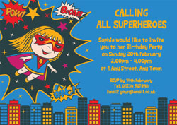superhero girl party invitations