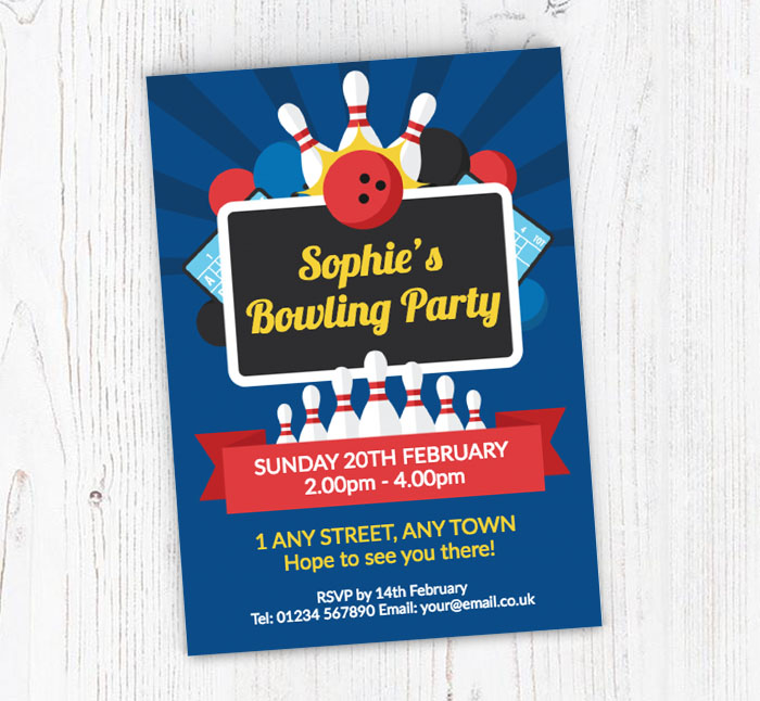 bowling sign party invitations
