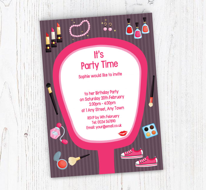 pink mirror party invitations