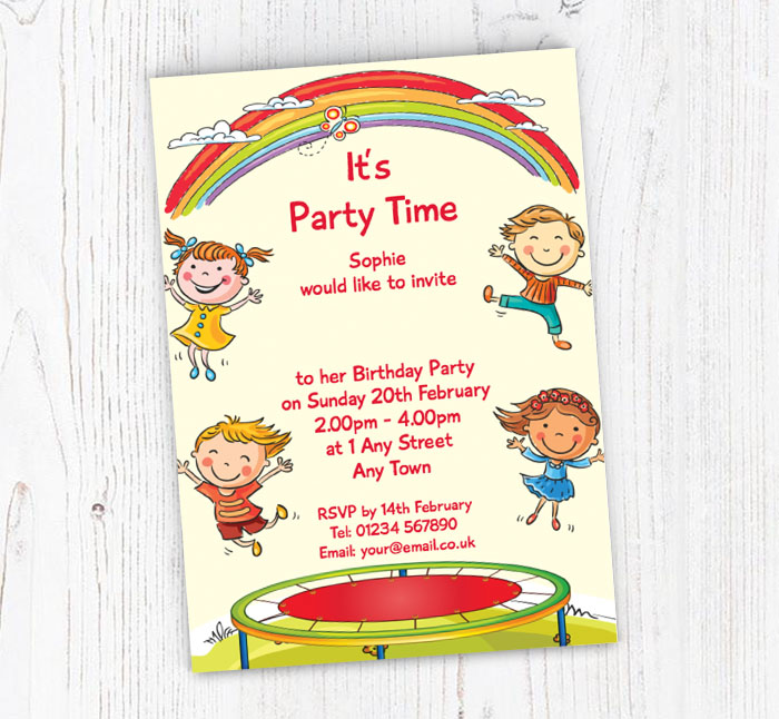 children jumping invitations