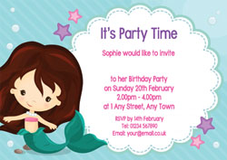 swimming mermaid party invitations