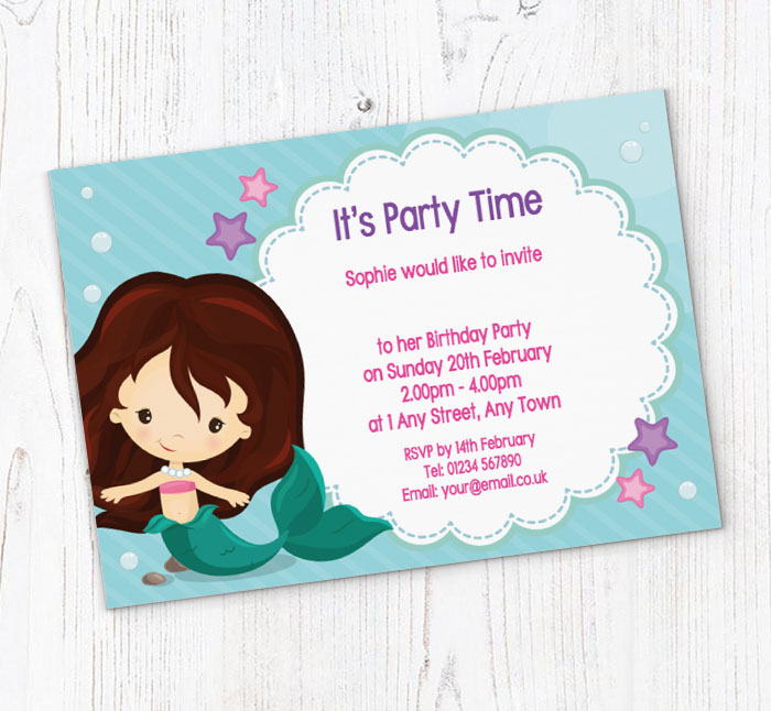 swimming mermaid party invitations