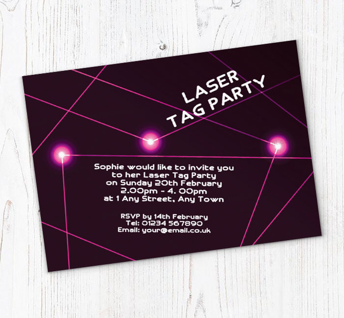 girls laser quest invitations