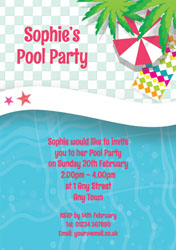 pool and palm tree invitations