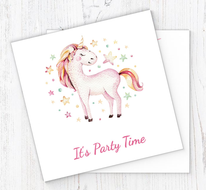 watercolour unicorn party invitations