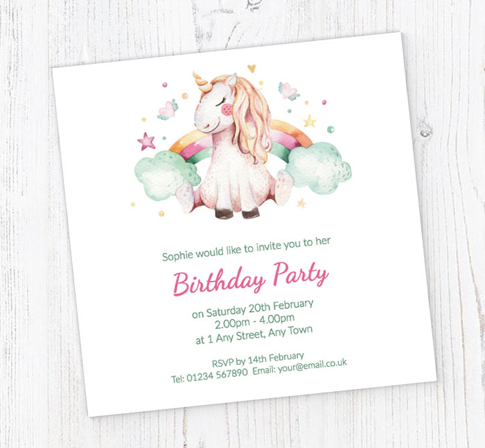 unicorn dreams party invitations