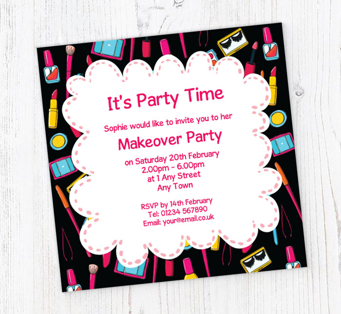 girls makeover party invitations