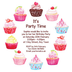 yummy cupcake party invitations