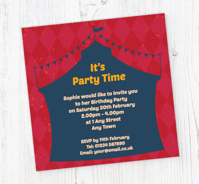 big top party invitations