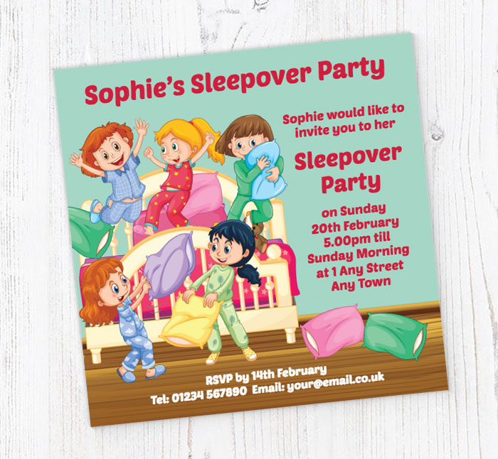 girls pajama party invitations