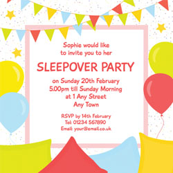 pillows and balloons party invitations
