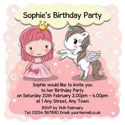 princess and unicorn party invitations
