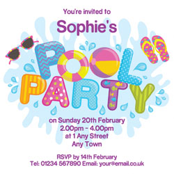 childrens pool party invitations