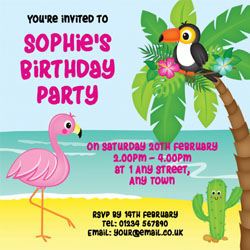 flamingo and toucan party invitations