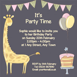 giraffe party invitations