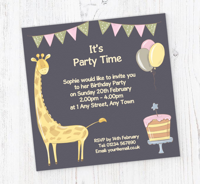 giraffe party invitations