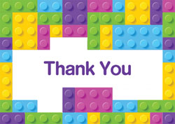 girls lego bricks thank you cards