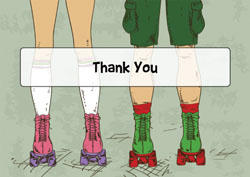 roller skating thank you cards