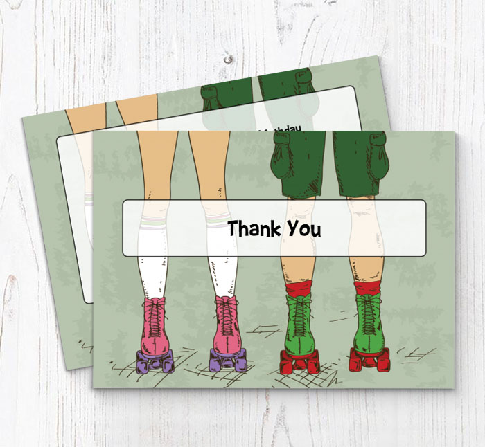 roller skating thank you cards