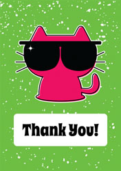 pink party cat thank you cards
